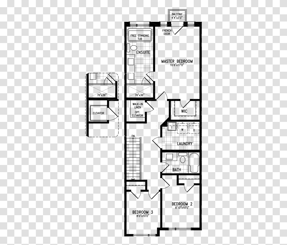 0000 Residence 3 A Second Floor With Elevator Floor Plan, Number, Triangle Transparent Png