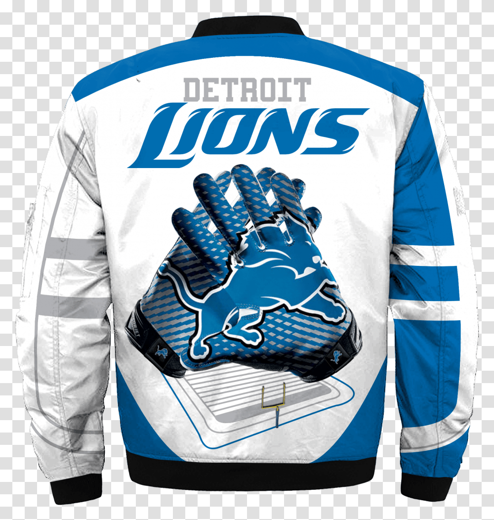 011 Detroit Lions - Fathersbear Detroit Lions Football Gloves, Clothing, Apparel, Long Sleeve, Sweatshirt Transparent Png