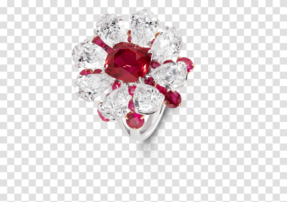 03 1063 4 05ct Cush Ruby Diam Flwr Ring David Morris Ruby Flower Ring, Accessories, Accessory, Jewelry, Gemstone Transparent Png