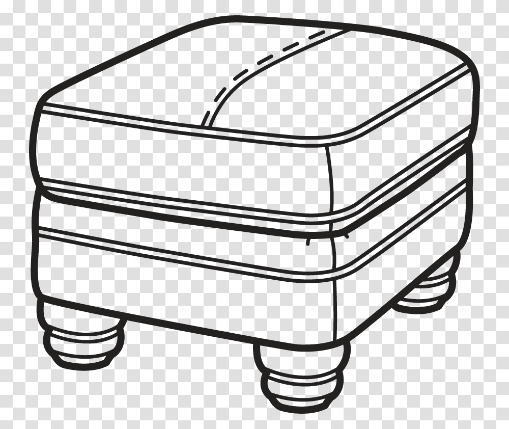 08 Footstool Clipart Black And White, Furniture, Label, Bed Transparent Png