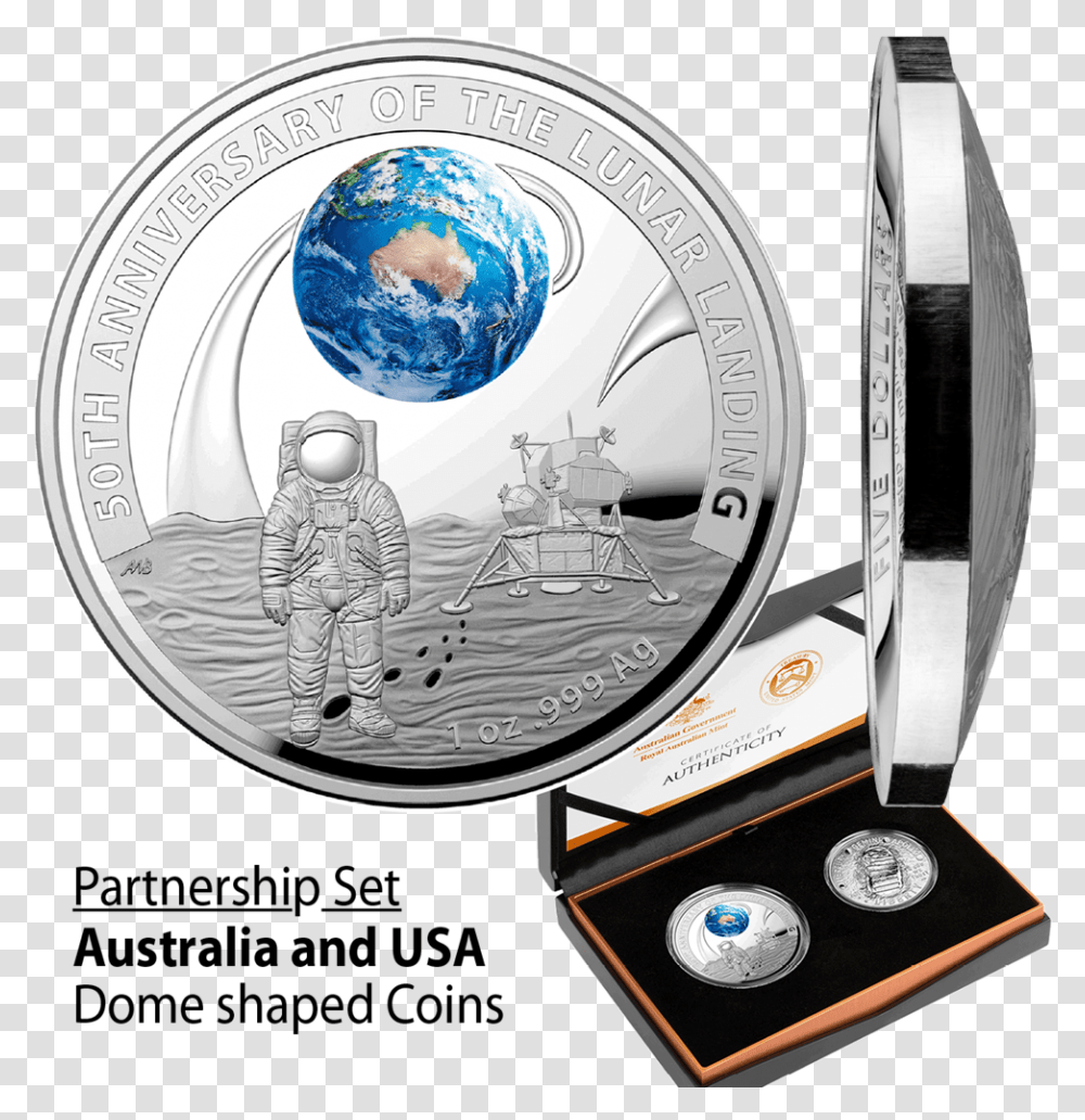 1 50th Anniversary Moon Landing Coin, Person, Human, Money, Astronomy Transparent Png