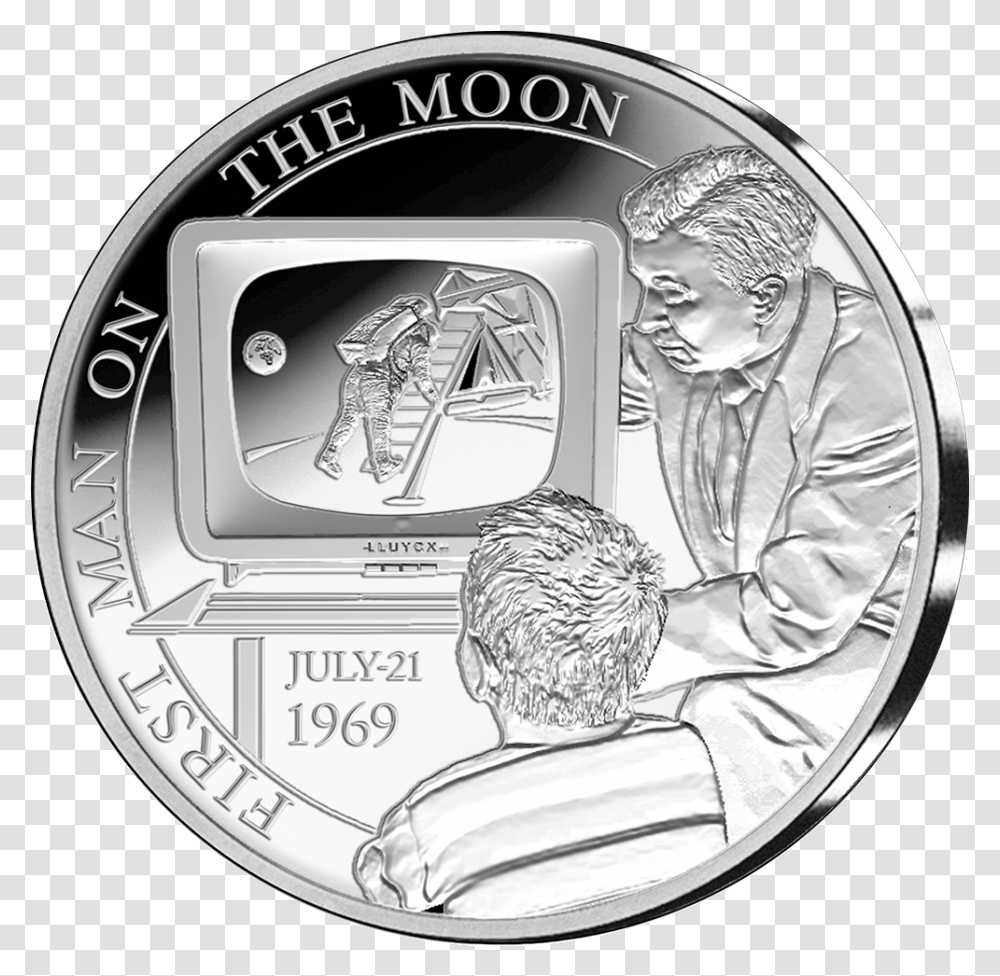 1 First Man On The Moon Belgium, Nickel, Coin, Money, Person Transparent Png