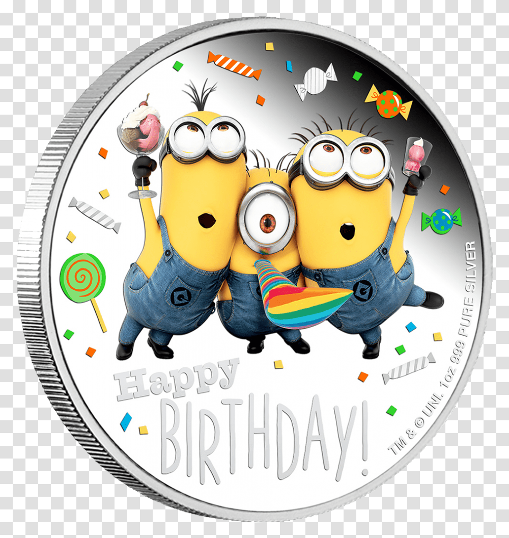 1 Happy Birthday Minions, Coin, Money, Disk, Dvd Transparent Png
