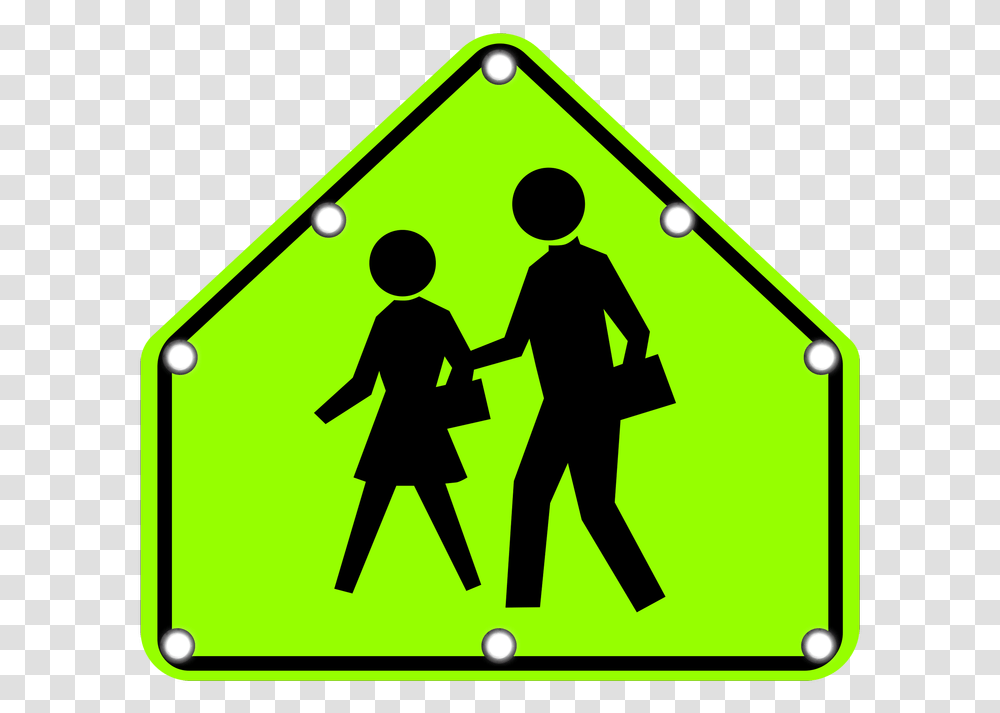 1 Solar School Sign With 8 Blinking Led Light School Crossing Sign, Person, Human, Room, Indoors Transparent Png