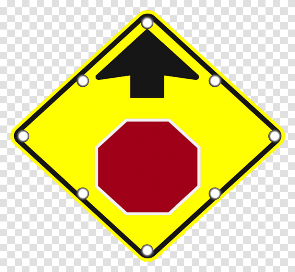 1 Solar Stop Ahead Sign Stop Ahead Sign, Triangle, Road Sign, Star Symbol Transparent Png