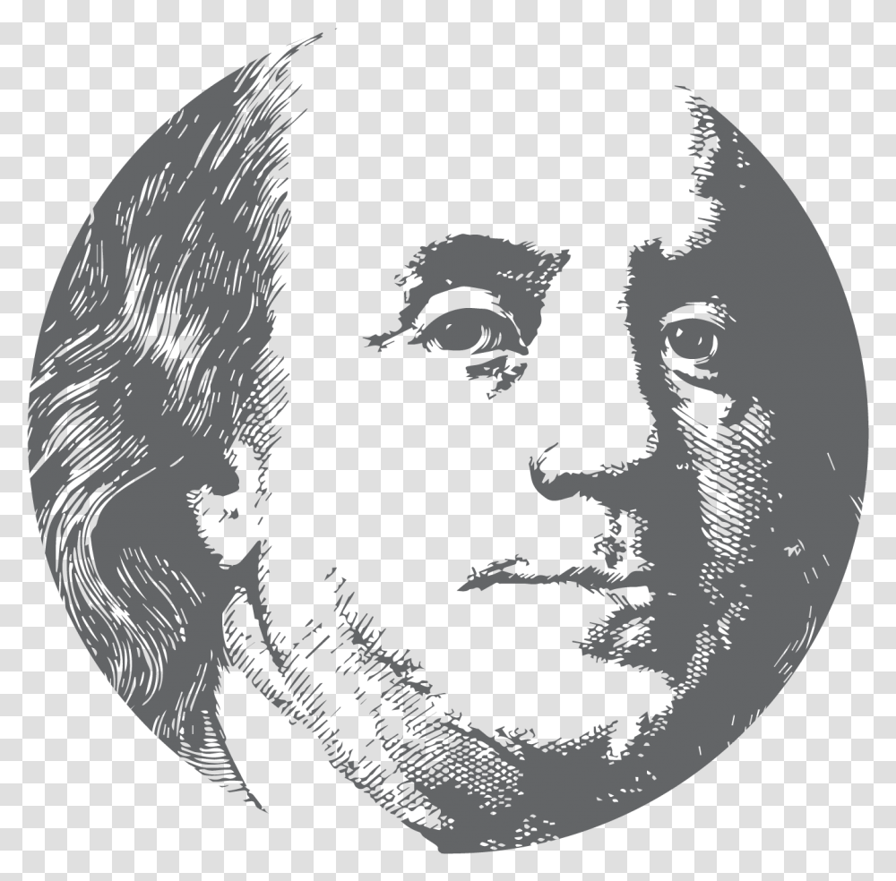 100 Dollar Bill Download Ben Franklin Gif, Head, Face, Person, Stencil Transparent Png