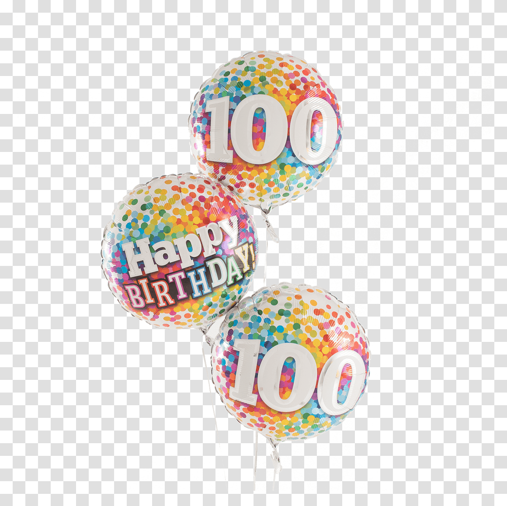 100th Birthday Rainbow Helium Filled Balloon Bouquet Balloon, Sweets, Food, Confectionery, Sphere Transparent Png