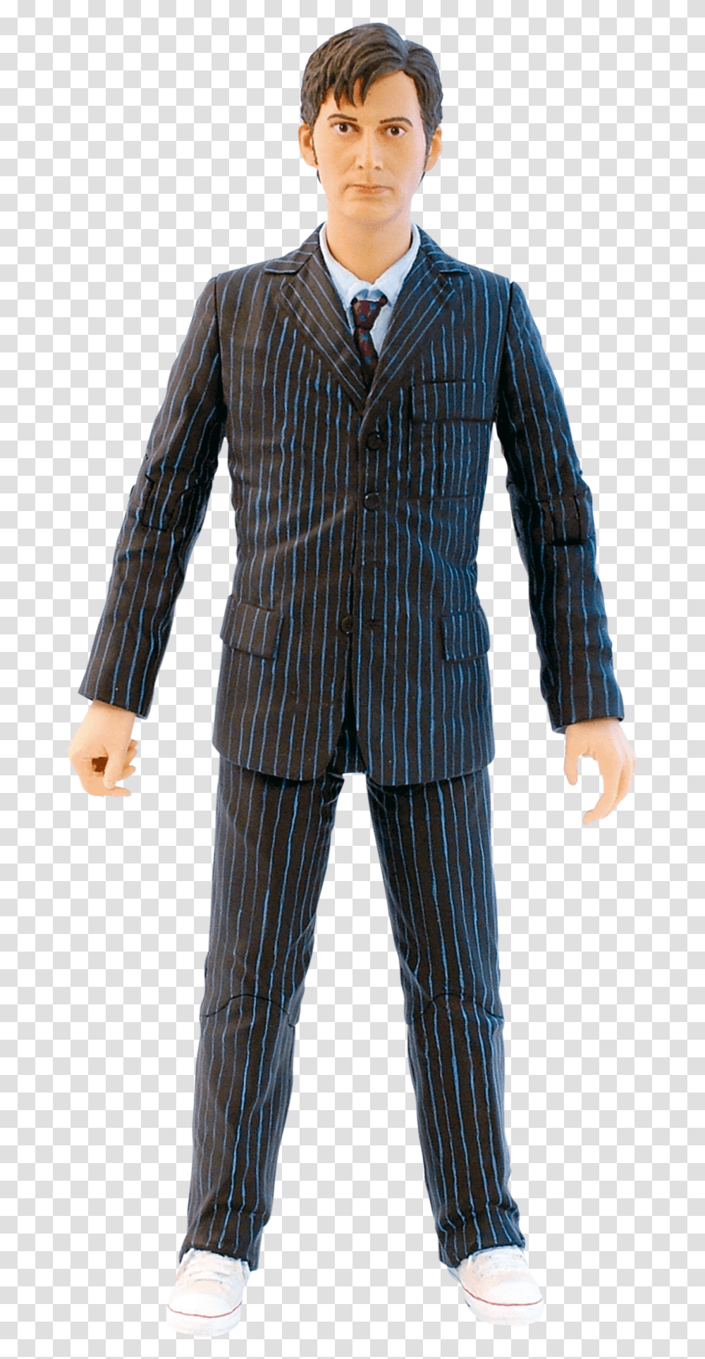 10th Doctor David Tennant Navy Suit With Sonic Doctor Who 10th Doctor Figure, Apparel, Overcoat, Person Transparent Png