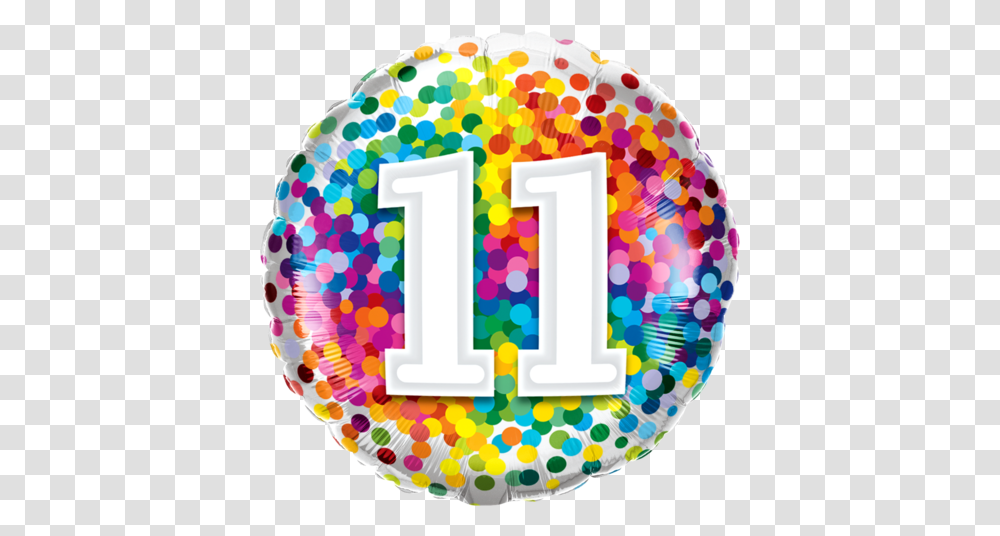 11th Rainbow Confetti Foil Balloon 10th Birthday Balloon, Number, Symbol, Text, Alphabet Transparent Png