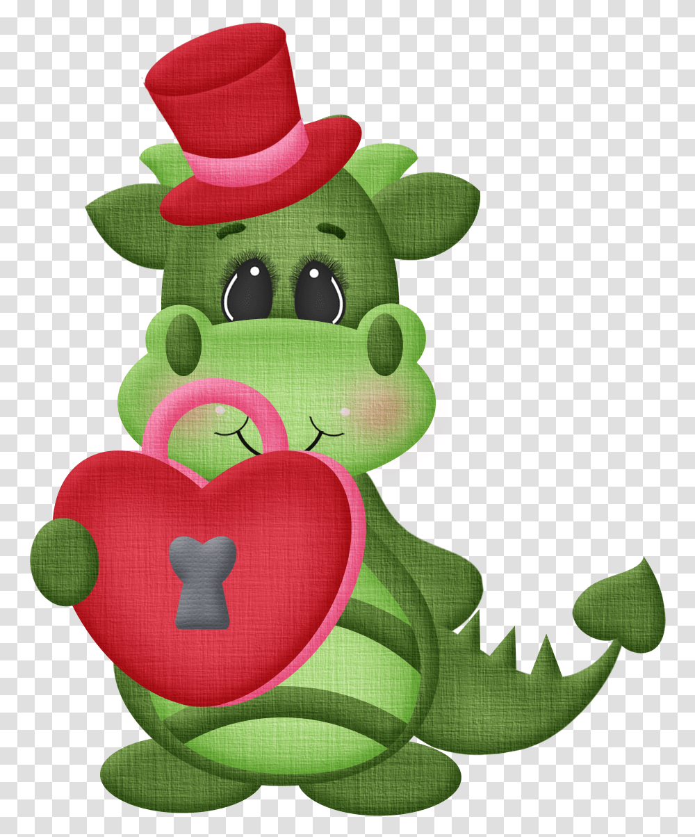 12c130 D1a4407a Orig Cute Dragons Green Dragon Cute Valentine Cartoon, Plant, Tree, Heart, Applique Transparent Png