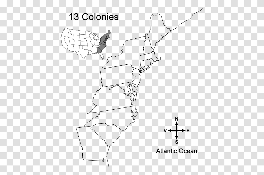 13 Colonies Map Blank, Diagram, Plot, Plan Transparent Png