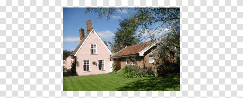 16th Century Pink Washed Suffolk Longhouse Farmhouse, Grass, Plant, Housing, Building Transparent Png