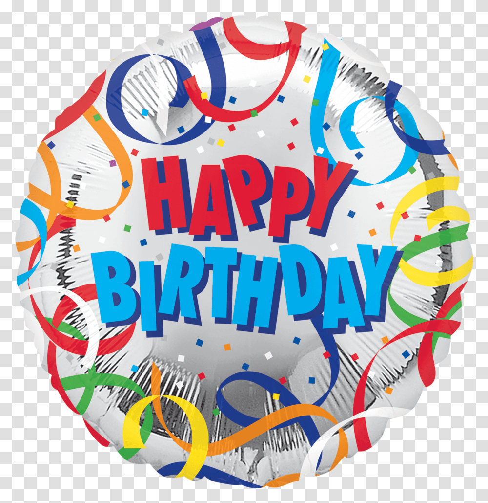 18 Happy Birthday Streamers Dollar Zone Happy Birthday Balloons, Word, Text, Number, Paper Transparent Png