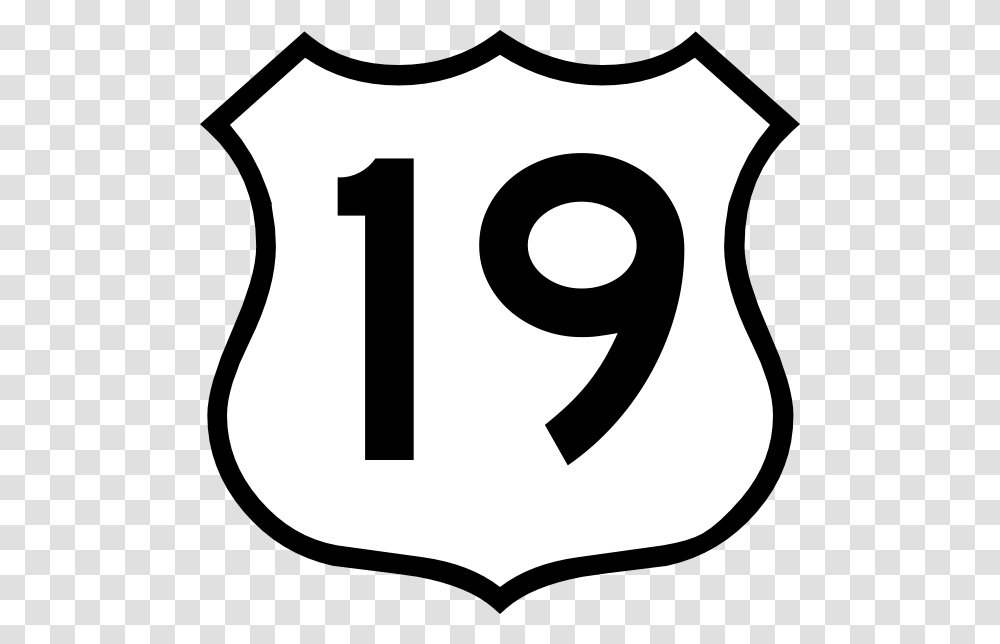 19 Us Highway Sign, Number, Stencil Transparent Png