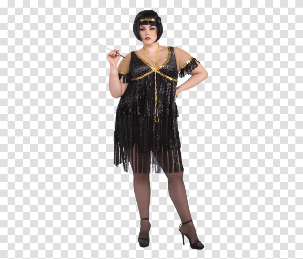 1920s Flapper Costume Dress Roaring Twenties Great Gatsby Plus Size Flapper Dress, Female, Person, Woman Transparent Png