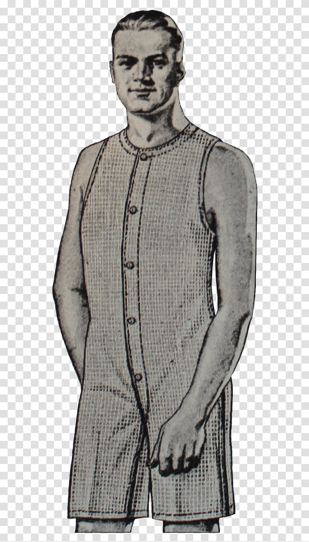 1920s Mens Underwear Summer Union Suit 1920s Men Underwear, Shirt, Person, Dress Shirt Transparent Png