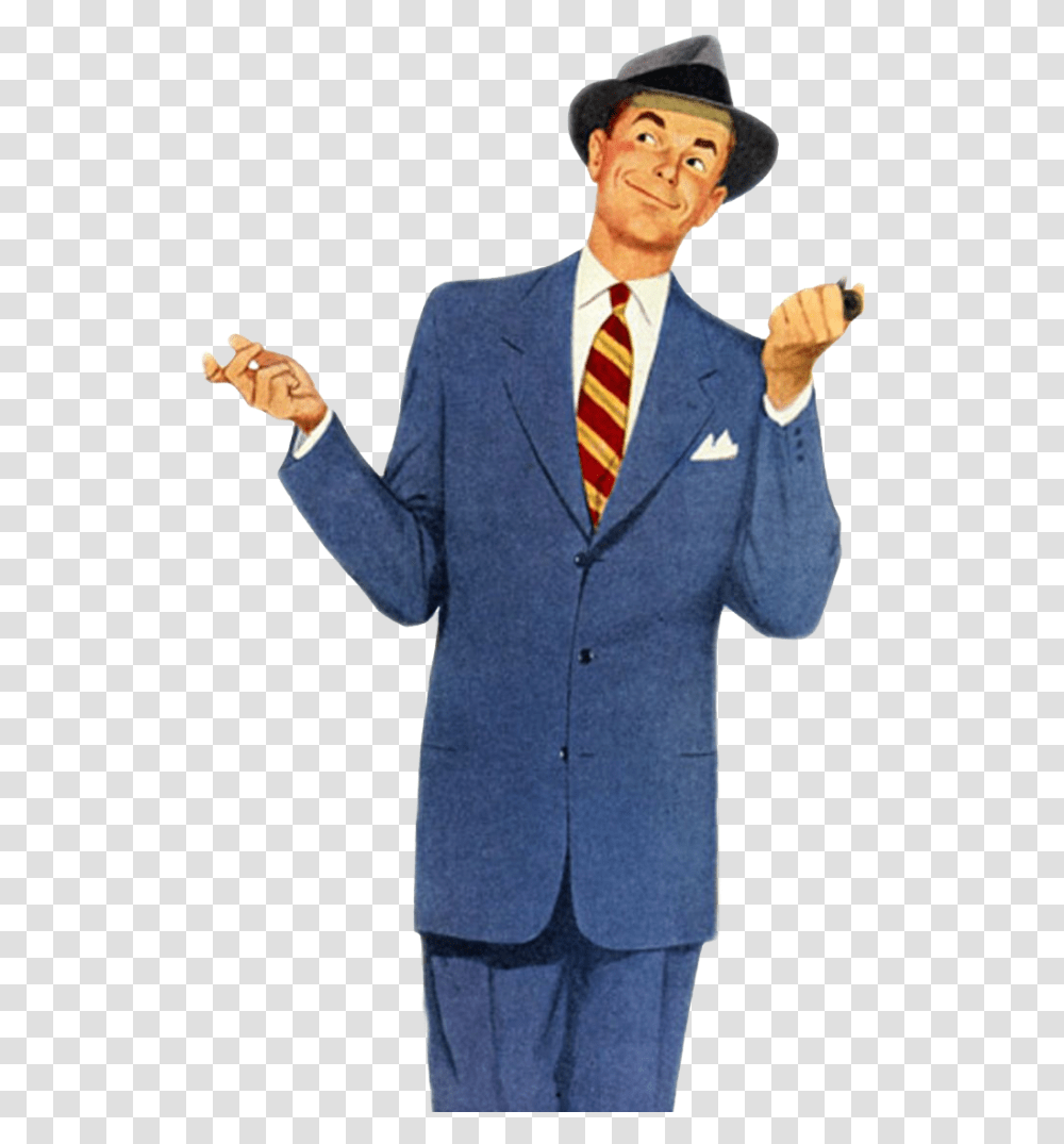 1950s Businessman Retro Man, Tie, Accessories, Suit Transparent Png