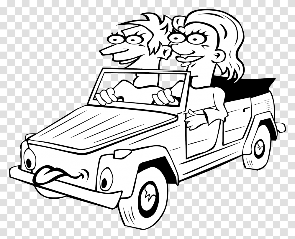 1950s Car Drawing Car With People Drawing Clipart Full Car Drawing With People, Vehicle, Transportation, Automobile, Jeep Transparent Png