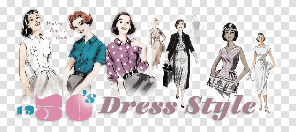 1950s Dress Style Vintage Clothing, Person, Sleeve, Long Sleeve, Poster Transparent Png