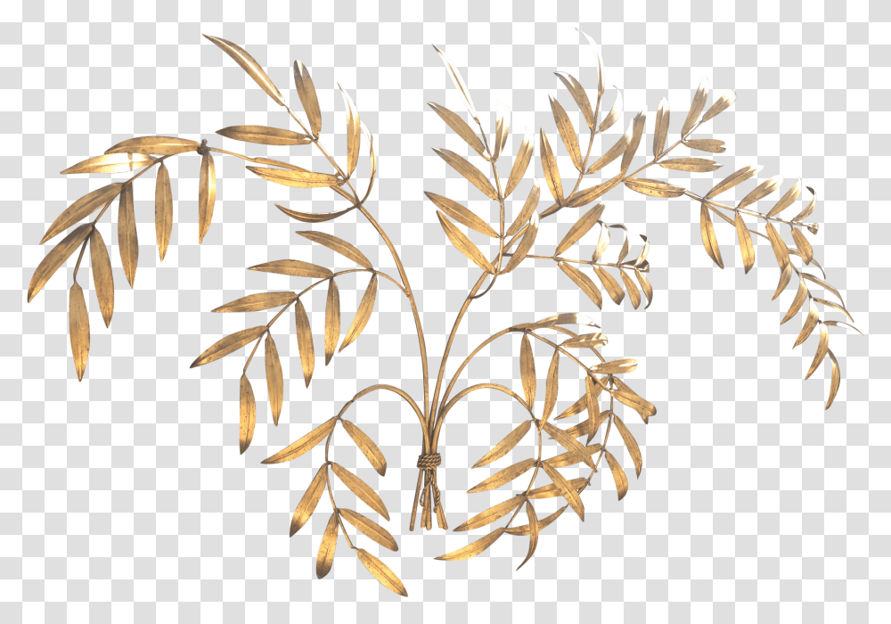 1960s Gold Leaf Branches Wall Sculpture Hanging Illustration, Plant, Flower, Blossom, Art Transparent Png