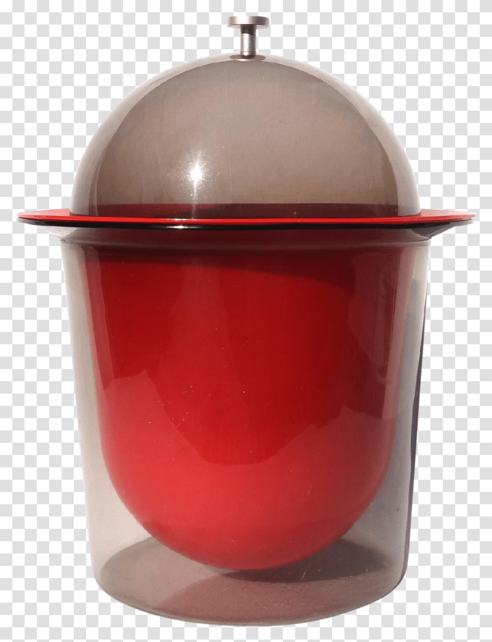 1960s Red & Smoked Acrylic Ice Bucket Lid, Bowl, Mixing Bowl, Milk, Beverage Transparent Png