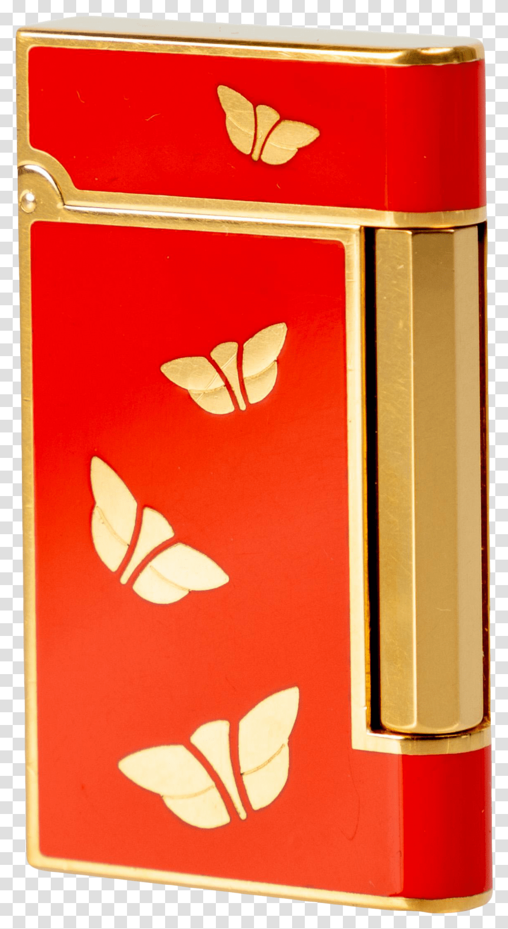 1970s Bulgari Chinoiserie Red Lacquer Gold Butterfly Lighter Lovely, Home Decor, Text, Art, Plant Transparent Png