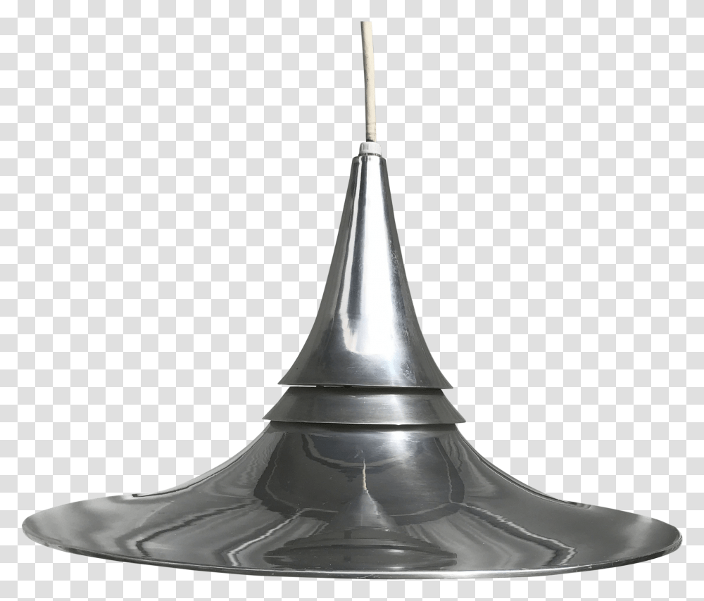 1970s Feldman Lighting Co Aluminum Witches Hat Pendant Light Steeple, Lamp, Light Fixture, Droplet Transparent Png