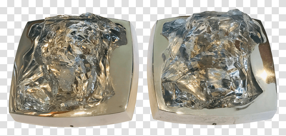 1970s Kalmar Ice Crystal Wall Lights A Pair Aluminium Foil Transparent Png