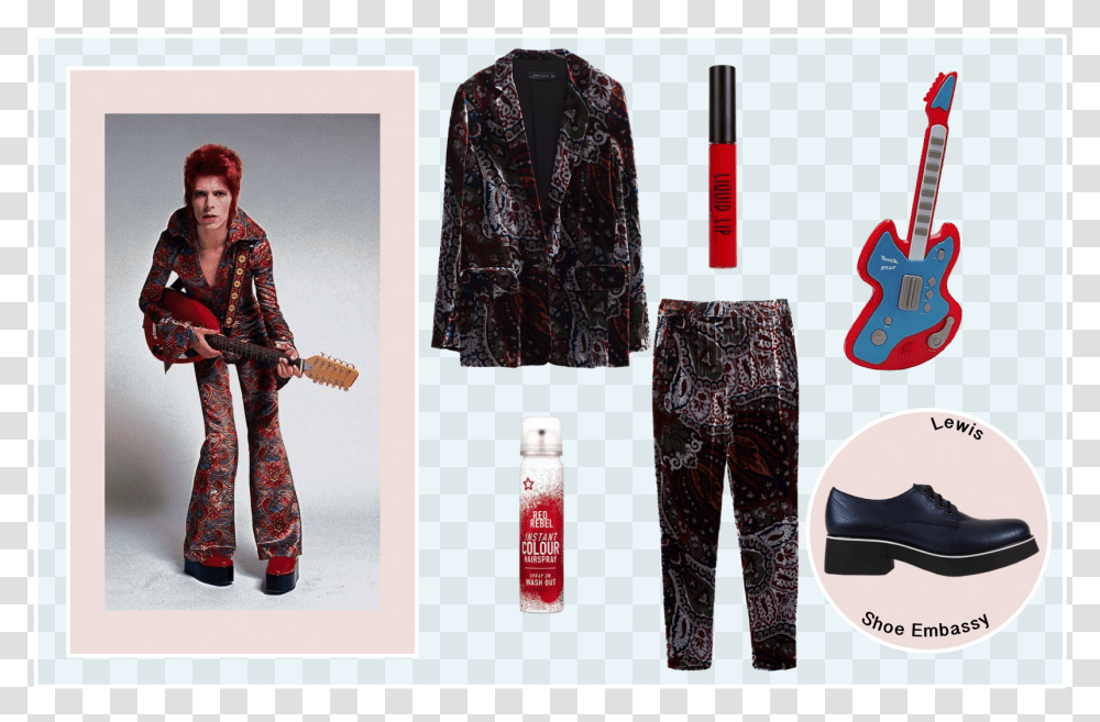 1970s Mens Fashion Icons Download Ziggy Stardust David Bowie Fashion, Pants, Person, Sleeve Transparent Png