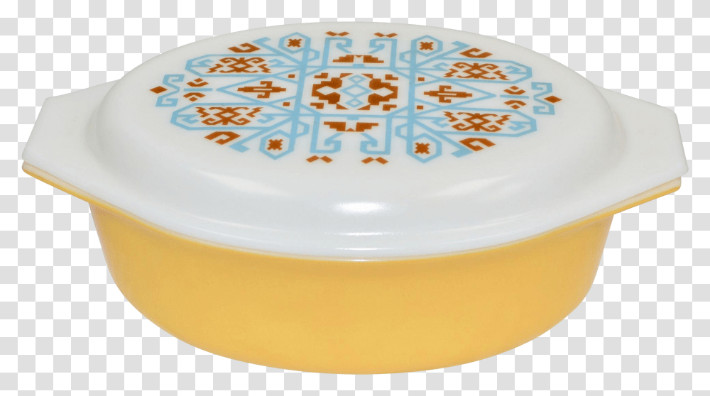 1970s Pyrex Navajo Yellow Gold Casserole Dish With, Bowl, Porcelain, Pottery Transparent Png