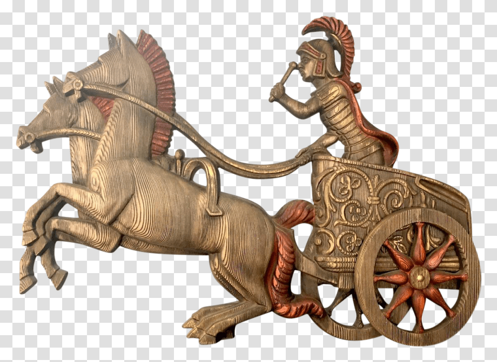 1970s Vintage Burwood Roman Chariot Statement Wall Art Knight In Chariot, Dinosaur, Reptile, Animal, Person Transparent Png