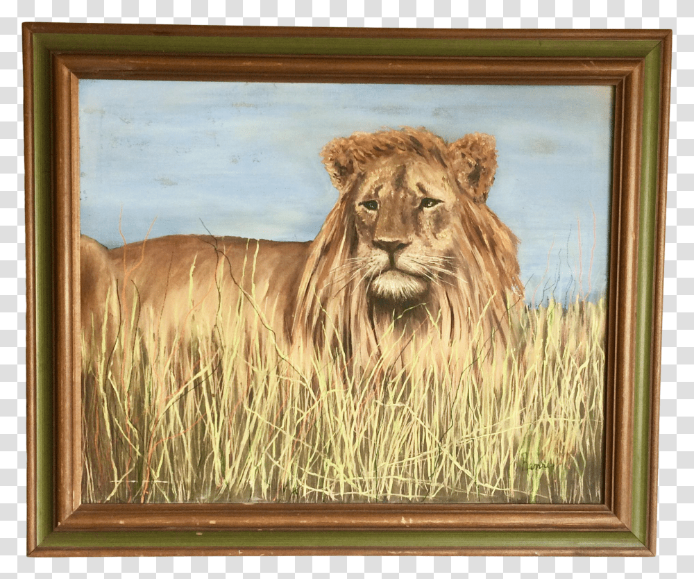 1980s Henri Bivens Original Lion Painting For Sale Picture Frame Transparent Png