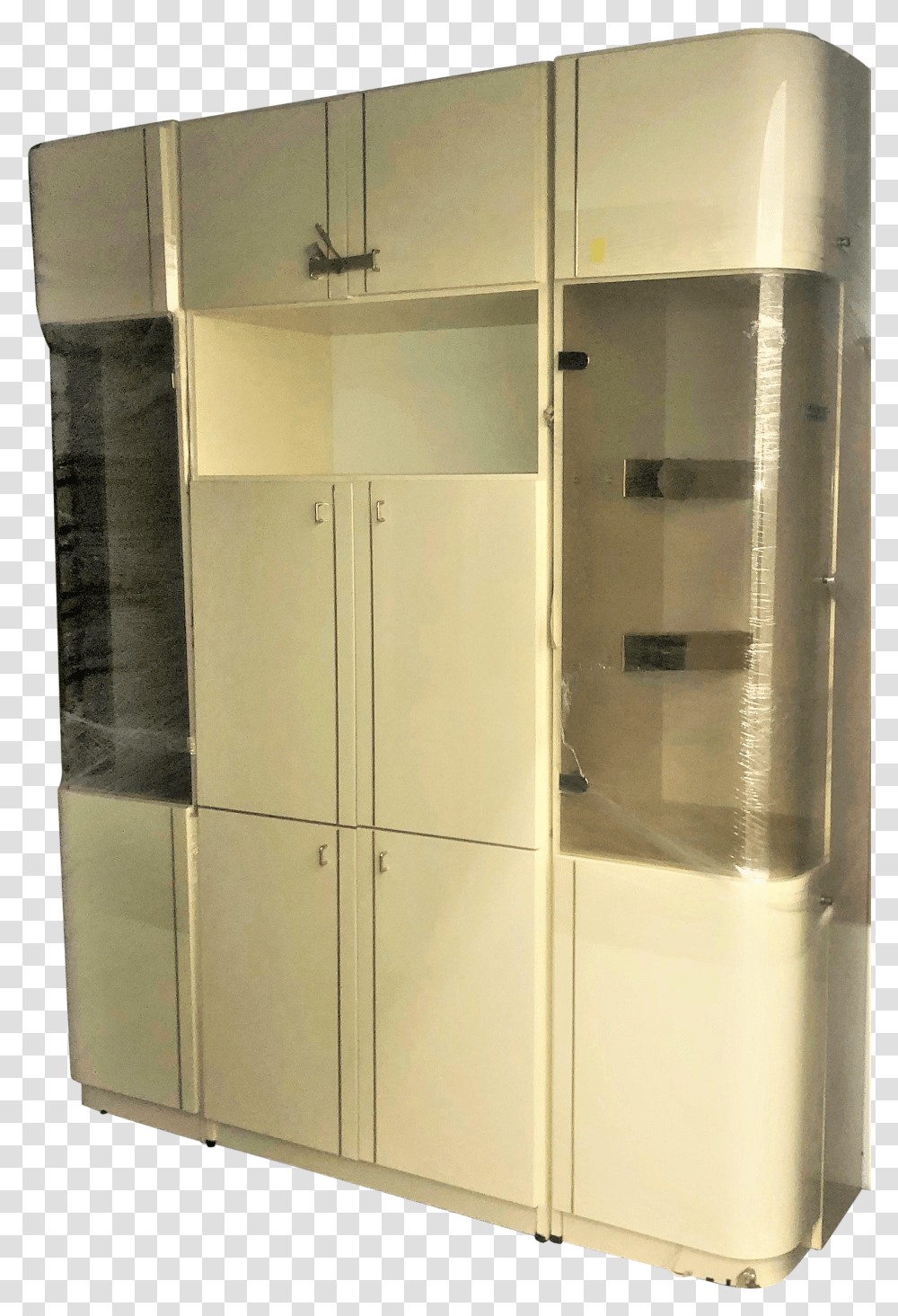 1980s Vintage White Lacquer Sleek Gold Trim Media Cabinet Locker Transparent Png