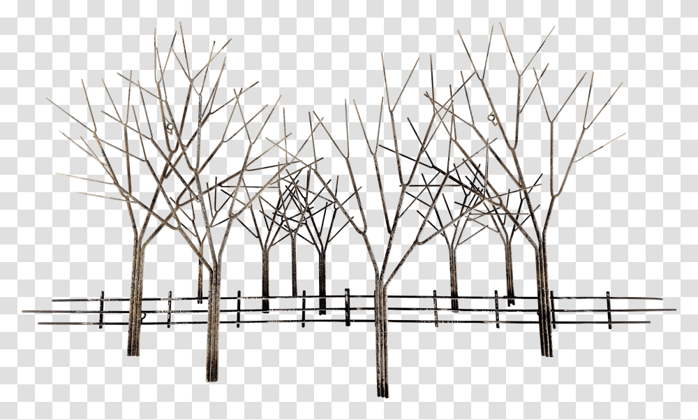 1990s Curtis Jere Trees In Winter Wall Sculpture For Snow, Plan, Plot, Diagram, Wire Transparent Png