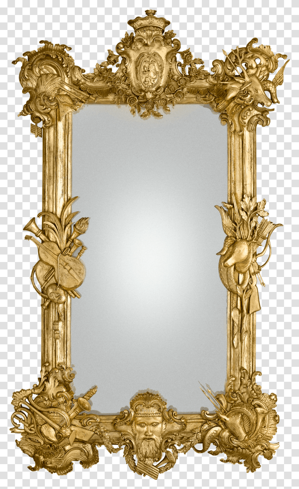 19th Century Gilded Mirror Antique, Cross, Gold, Bronze Transparent Png