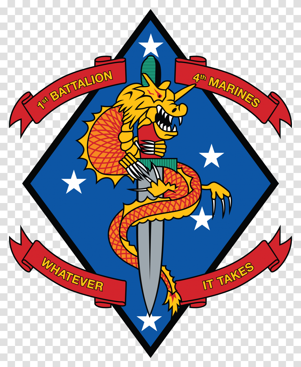 1st Battalion 4th Marines Tattoo, Dragon, Emblem, Poster Transparent Png