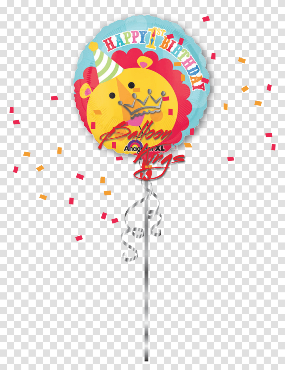 1st Birthday Boy Circus Lion Illustration, Paper, Confetti, Ball, Balloon Transparent Png