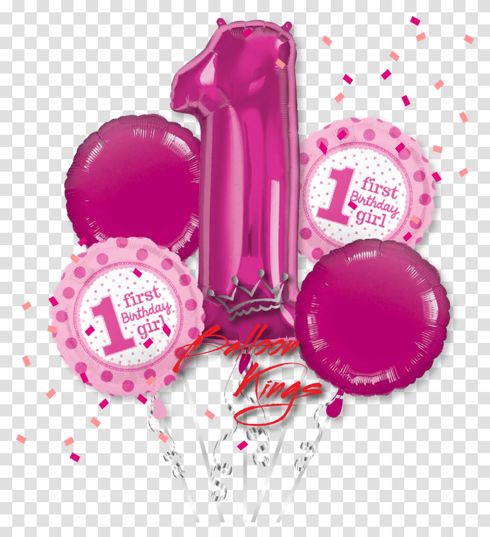 1st Birthday Girl Bouquet, Balloon, Paper, Heart, Confetti Transparent Png