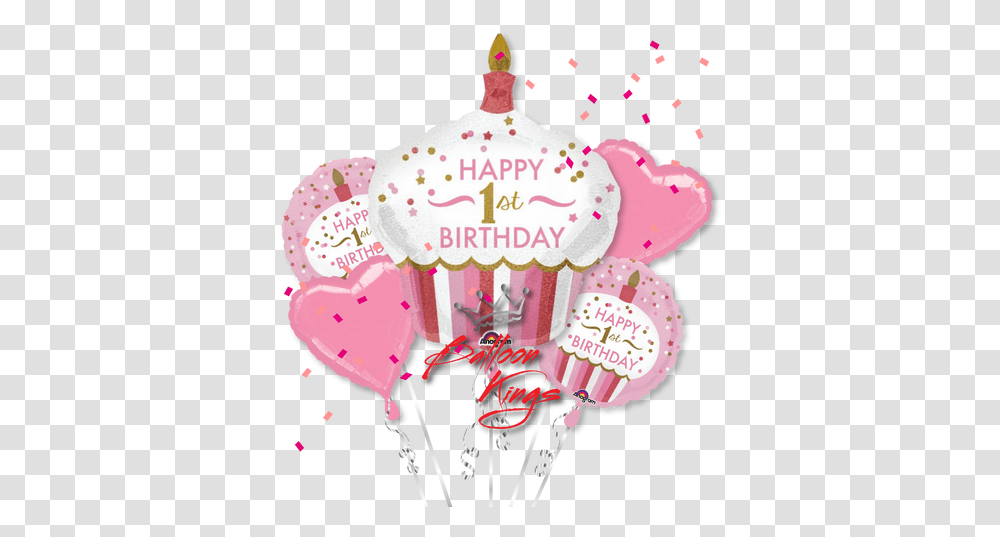 1st Birthday Girl Cupcake Bouquet Happy 1st Birthday Girl, Dessert, Food, Birthday Cake, Sweets Transparent Png
