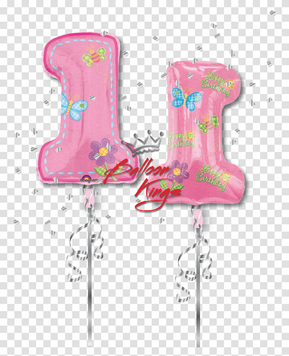 1st Birthday Girl Number D 1st Birthday Balloons, Text, Christmas Stocking, Gift, Sweets Transparent Png