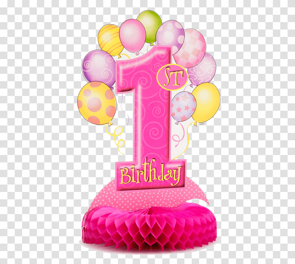 1st Birthday Image Background 1st Birthday Pink Balloon, Number, Birthday Cake Transparent Png