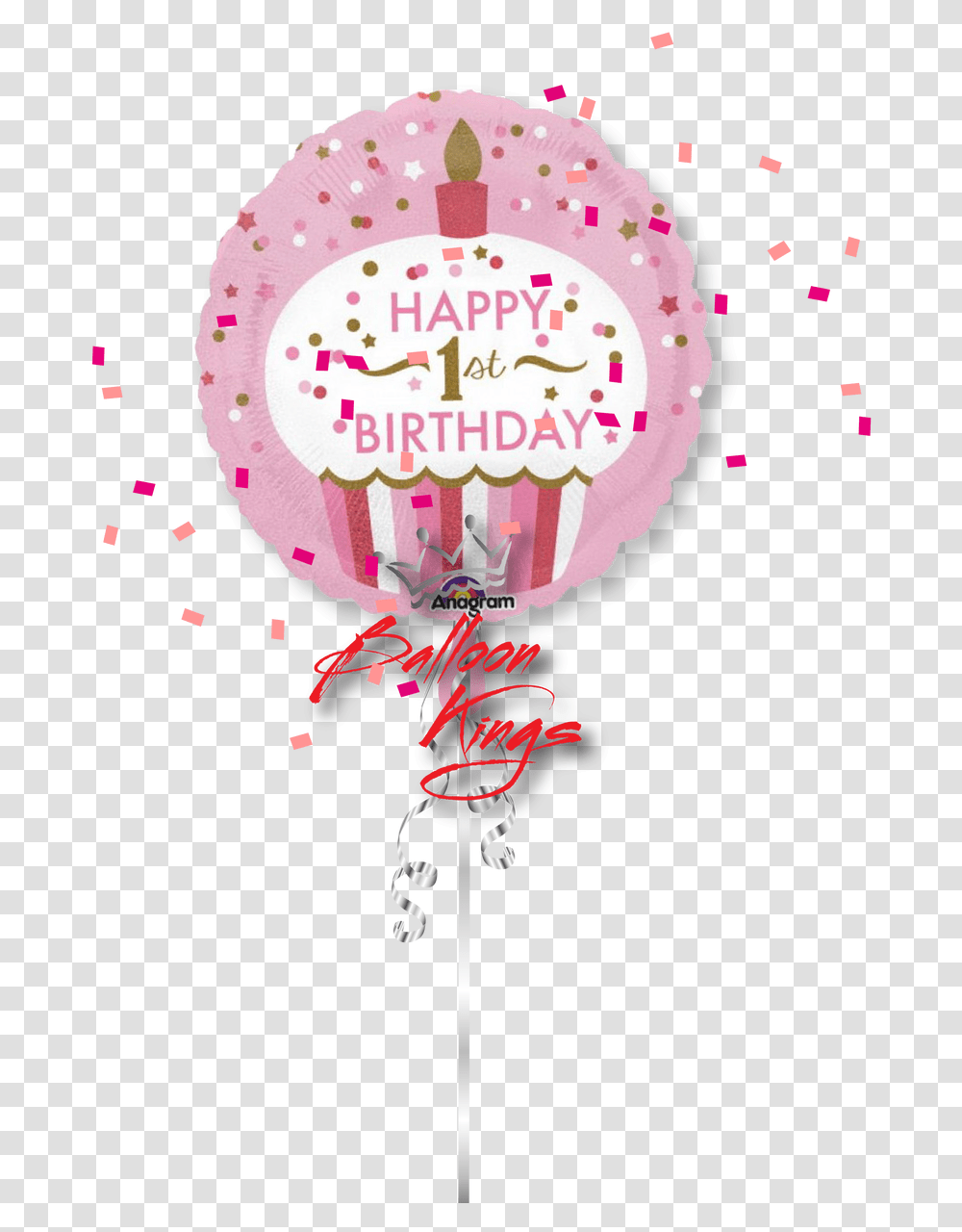 1st Birthday Little Girl Cupcake First Birthday Balloon, Paper, Food, Candy, Sweets Transparent Png