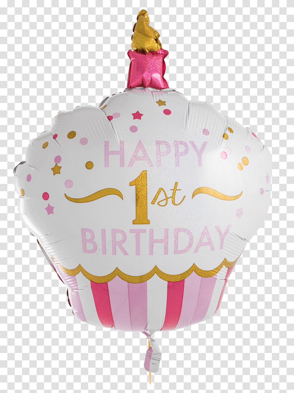 1st Birthday Pink Cupcake Supershape Hot Air Balloon, Dessert, Food, Sweets, Confectionery Transparent Png