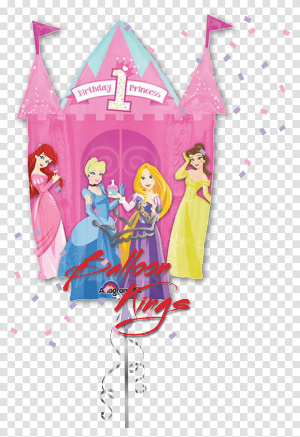 1st Birthday Princess Castle D Happy 1st Birthday Disney Princess, Paper, Confetti, Clothing, Graphics Transparent Png