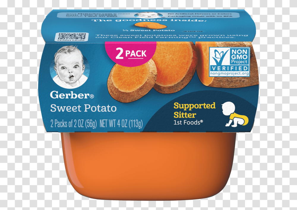 1st Foods Sweet Potato Gerber Stage 1 Foods, Person, Human, Bread, Orange Transparent Png