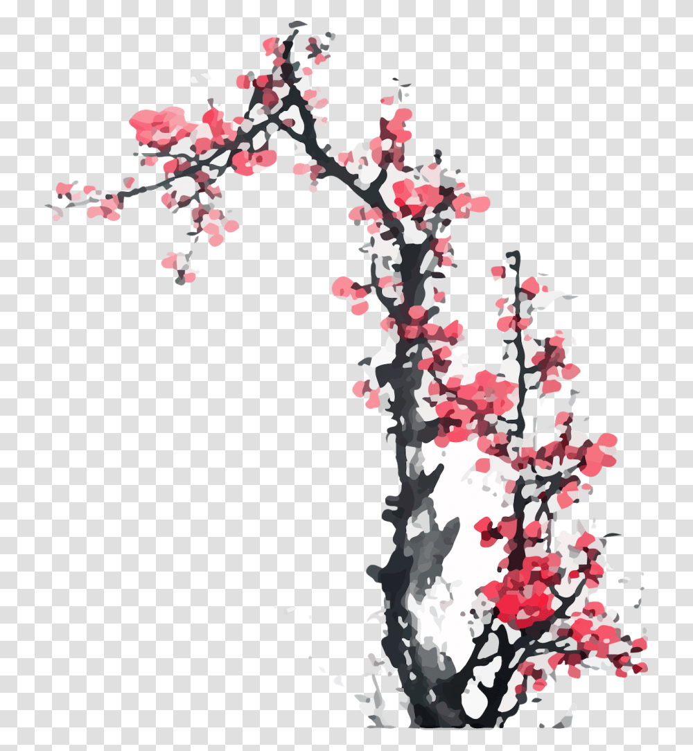 1st Gen Tet Chinese Plum Blossom Painting, Plant, Cherry Blossom, Flower Transparent Png