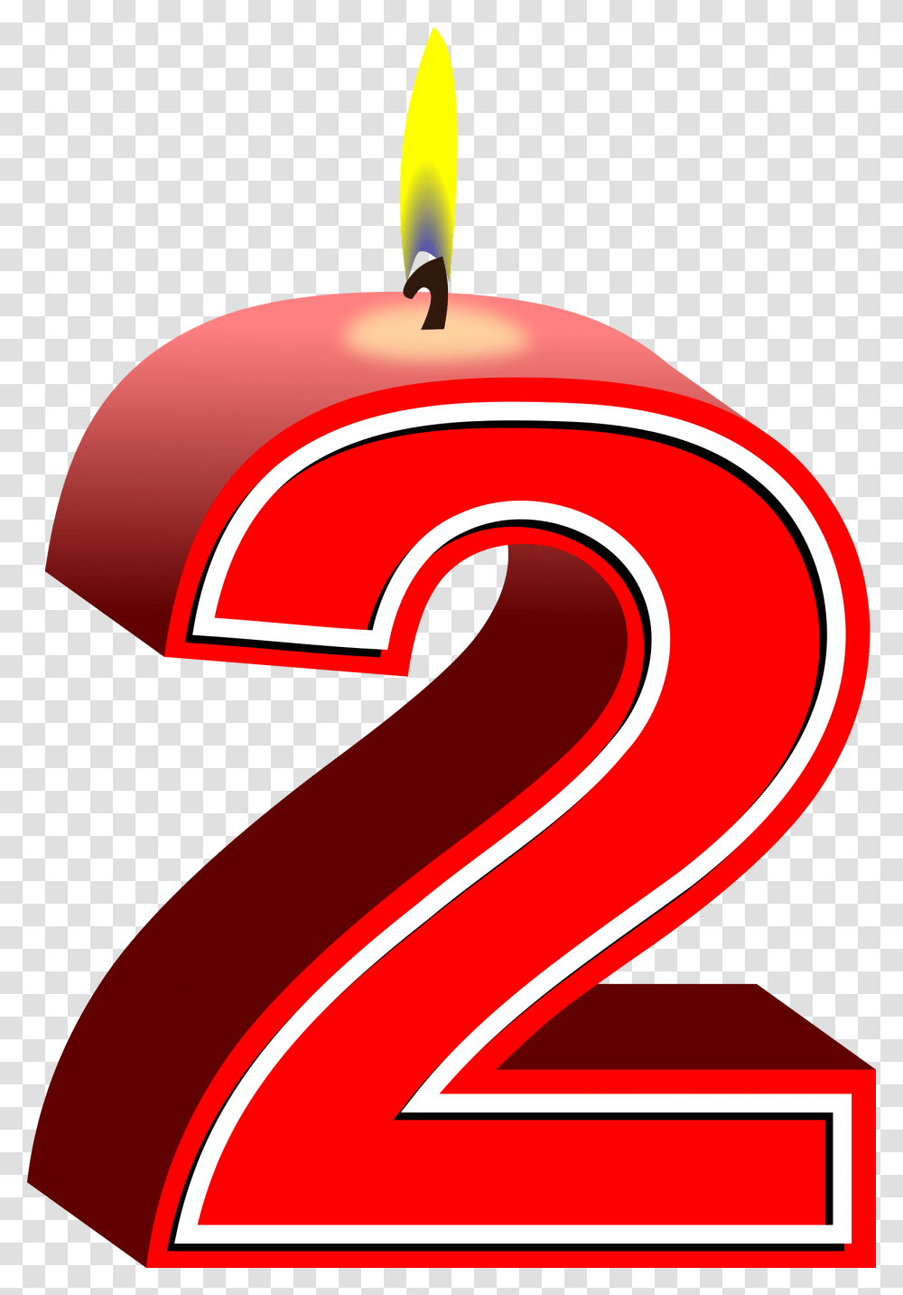 2 Birthday, Number, Candle Transparent Png