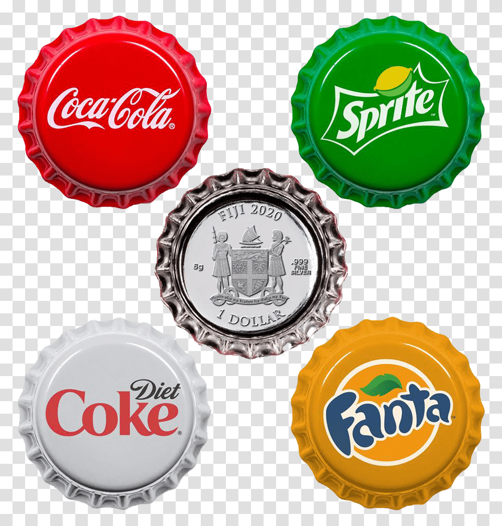 2 Coke Bottle Cap Coin, Logo, Trademark, Beverage Transparent Png