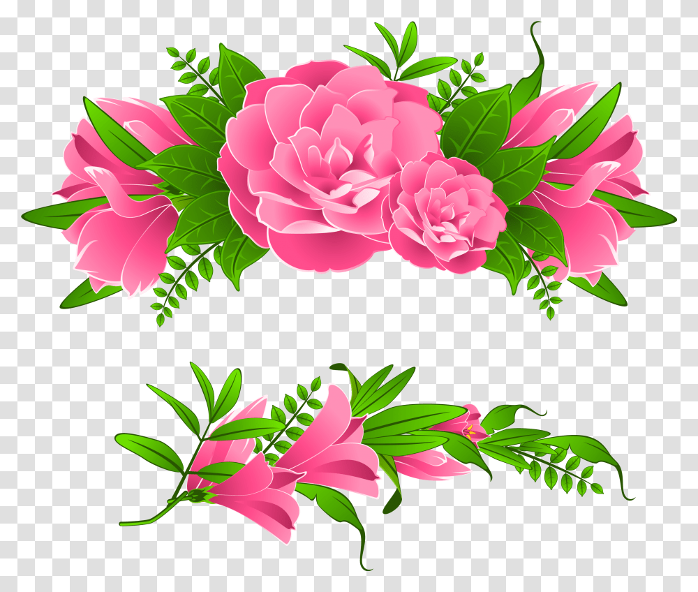 2 Flowers Borders Free Image Pink Flowers Border Clip Art, Plant, Blossom, Floral Design Transparent Png