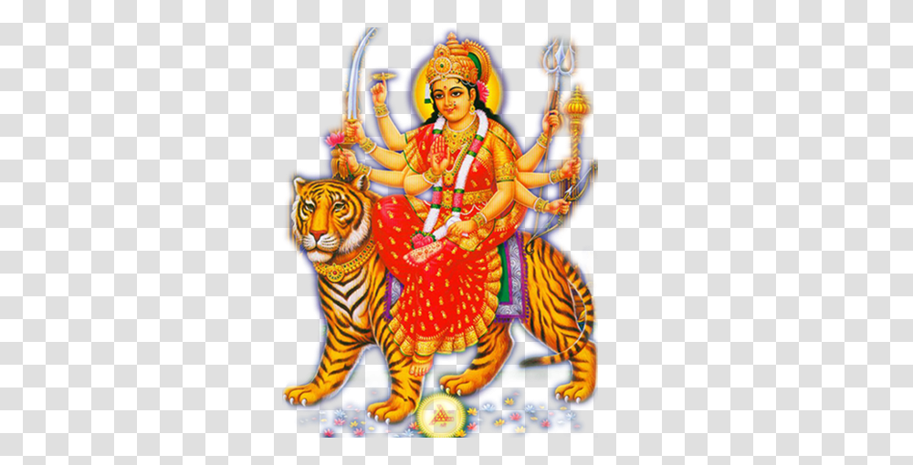2 Goddess Durga Maa Clipart, Religion, Tiger, Person, Leisure Activities Transparent Png